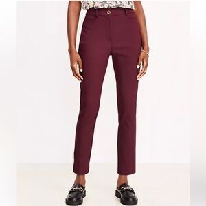 LOFT Deep Plum Sutton Skinny Pants (Curvy)